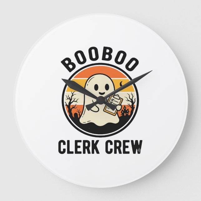 Relógio Grande Funcionário de Halloween BooBoo Equipe de Fantasma (Frente)