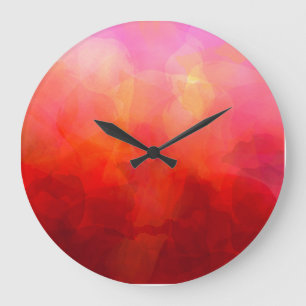 Relógio Grande Fundo de Aquarela Laranja Vermelho Intenso Amarelo