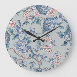 Relógio Grande Fundo de jardinagem sem costura, de caráter floral