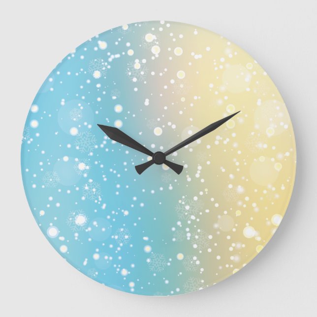 Relógio Grande Fundo de Neve Azul Moderno E Amarelo (Frente)