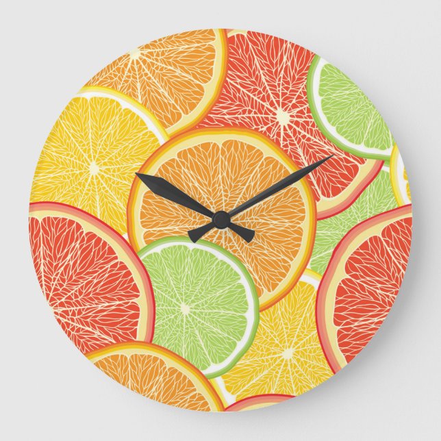 Relógio Grande Fundo de toranja e abstrato laranja. (Frente)
