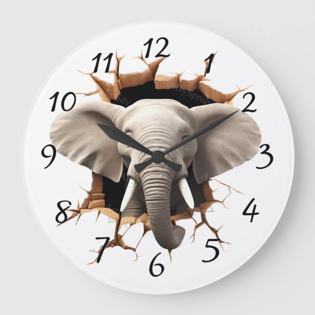 Relógio Grande Fundo do Elefante Cortado (Frente)