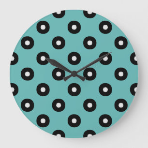 Relógio Grande Fundo do Teal Preto/Branco da Bolinhas (Alterável