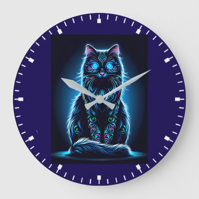 Relógio Grande Fundo Neon Cat Vivid - 97948 (Frente)