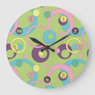 Relógio Grande Funky Green Circles Clock