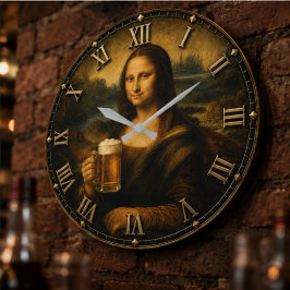 Relógio Grande Funny Beer Mona Lisa Cheers Renaissance Art