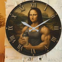 Relógio Grande Funny Bodybuilder Mona Lisa Gym Queen Renaissance