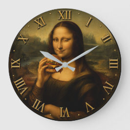 Relógio Grande Funny Burger Mona Lisa Classic Art Meets Fast Food