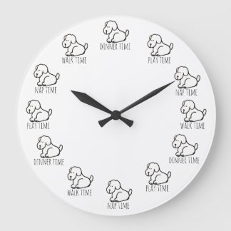 Relógio Grande Funny Cartoon Dog Dinner Play Walk Nap Time Clock