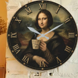 Relógio Grande Funny Coffee Break Mona Lisa