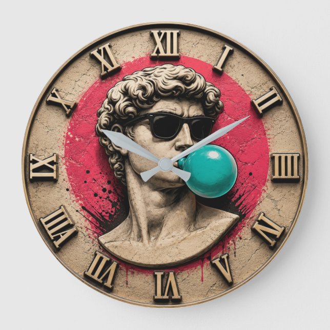 Relógio Grande Funny David Bubble Gum Pop Art Michelangelo Statue (Frente)