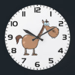 Relógio Grande Funny Derpy Horse Silly Brown Stallion<br><div class="desc">Keep track of time with a giggle using this funny horse wall clock. This functional home decor piece features a derpy brown stallion with a whimsical expression that makes every hour a little brighter. Perfect for a kids room, kitchen, or barn office, this silly pony clock is a unique gift...</div>