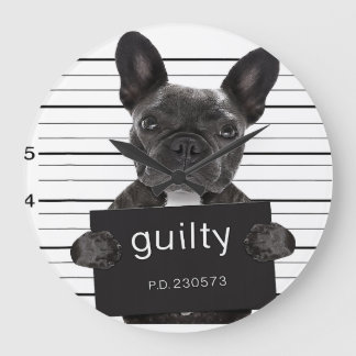 Relógio Grande Funny French Buldogdog Jail Mugshot Bad Dog Crimin