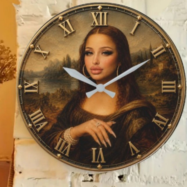 Relógio Grande Funny Glam Mona Lisa Modern Diva Renaissance Art (Criador carregado)