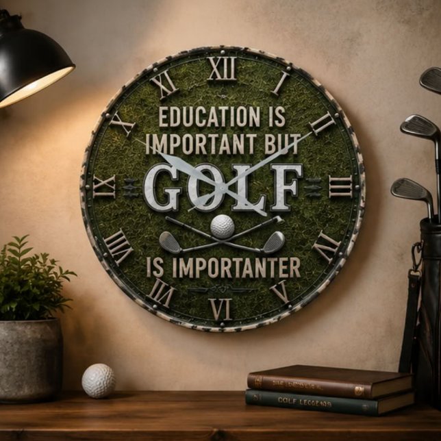 Relógio Grande Funny Golf Decor Golfer Gift Rustic (Criador carregado)