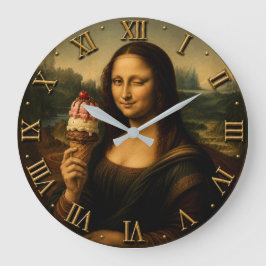 Relógio Grande Funny Ice Cream Mona Lisa 
