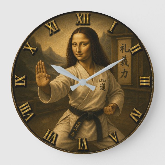 Relógio Grande Funny Karate Mona Lisa Martial Arts Sensei gift (Frente)