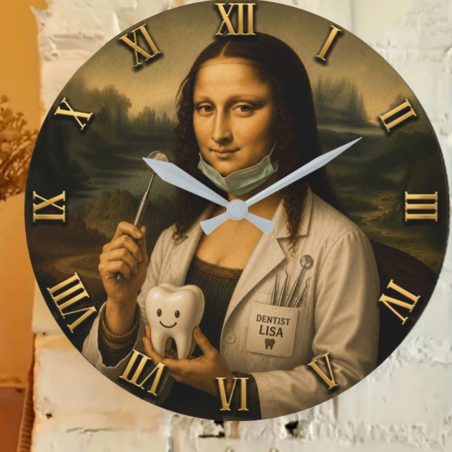 Relógio Grande Funny Mona Lisa Dentist Dental Office Decor (Criador carregado)