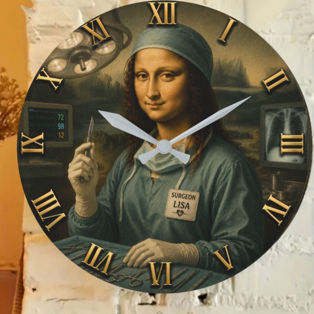 Relógio Grande Funny Mona Lisa Surgeon Surgical Office Decor (Criador carregado)
