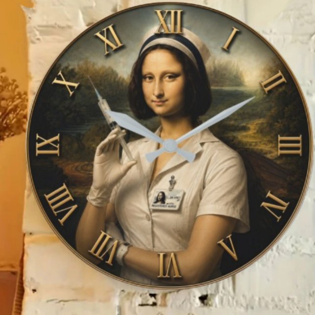 Relógio Grande Funny Nurse Mona Lisa (Criador carregado)
