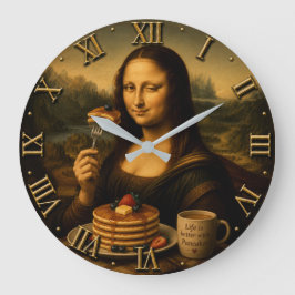 Relógio Grande Funny Pancake Mona Lisa
