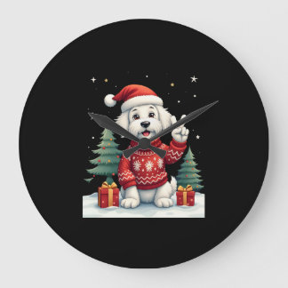 Relógio Grande Funny Peace Hand Maltese Christmas Lights Womens M