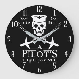 Relógio Grande Funny Pilot Skull Cross Airplanes Pirata Humor