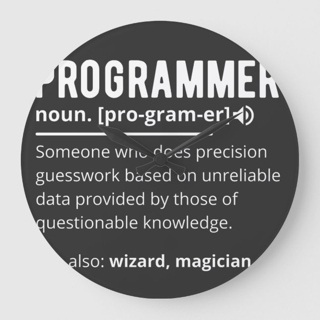 Relógio Grande Funny Programmer Code Developer Meaning Definition (Frente)