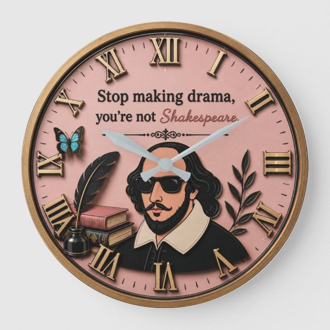 Relógio Grande Funny Shakespeare Literary Humor  (Frente)