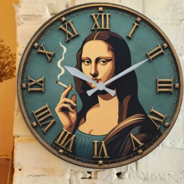 Relógio Grande Funny Smoking Mona Lisa (Criador carregado)