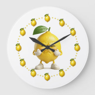 Relógio Grande Funny Sour Lemon Wall Clock | Cute Angry Lemon Kit
