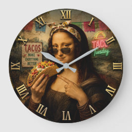 Relógio Grande Funny Taco Mona Lisa