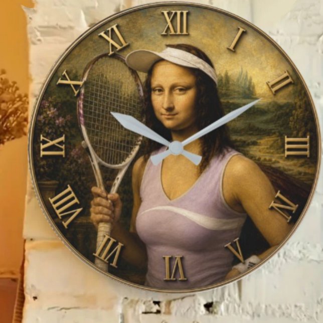 Relógio Grande Funny Tennis Mona Lisa  (Criador carregado)