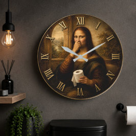 Relógio Grande Funny Toilet Paper Mona Lisa Bathroom Humor