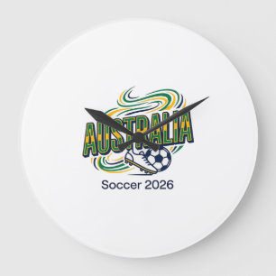 Relógio Grande Futebol Austrália 2026 Futebol Negrito Tipografia