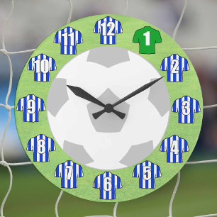 Relógio Grande Futebol Clock - com camisas azuis