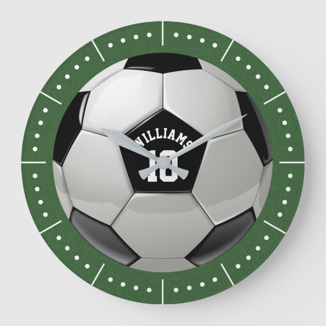 Relógio Grande Futebol da Associação Monograma de Bola de Futebol (Frente)