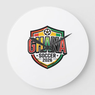 Relógio Grande Futebol Gana 2026 Futebol Negrito Tipografia País