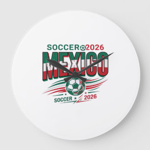 Relógio Grande Futebol México 2026 Futebol Negrito Tipografia Paí