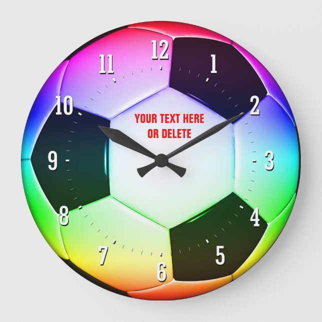 Relógio Grande Futebol Personalizável Colorido | Esporte (Frente)