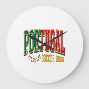 Relógio Grande Futebol Portugal 2026 Futebol Negrito País Tipogra