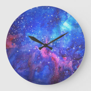 Relógio Grande Galaxy Watercolor Night Sky.