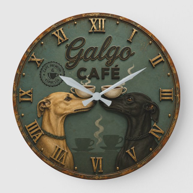 Relógio Grande Galgo Café Greyhound Coffee Lovers  (Frente)