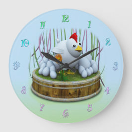 Relógio Grande Galinha com muitos ovos