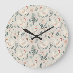 Relógio Grande Galinha no Jardim