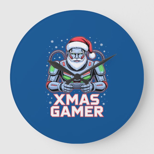 Relógio Grande Gamer Christmas Gifts Cyber Santa Robot Xmas Gamer (Frente)