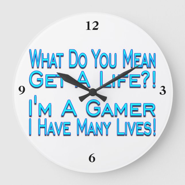Relógio Grande Gamer de muitas vidas (Frente)