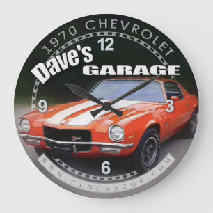 Relógio Grande Garagem do Dave de 1970 Chevrolet Camaro Wall Cloc