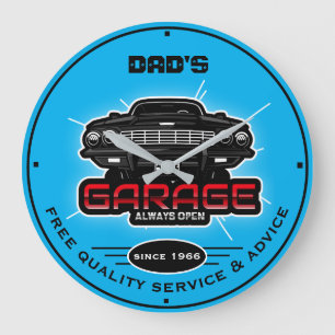 Relógio Grande Garagem do pai ou qualquer nome sempre aberto azul