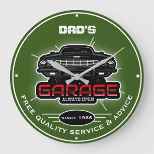Relógio Grande Garagem do pai ou qualquer nome sempre aberto verd